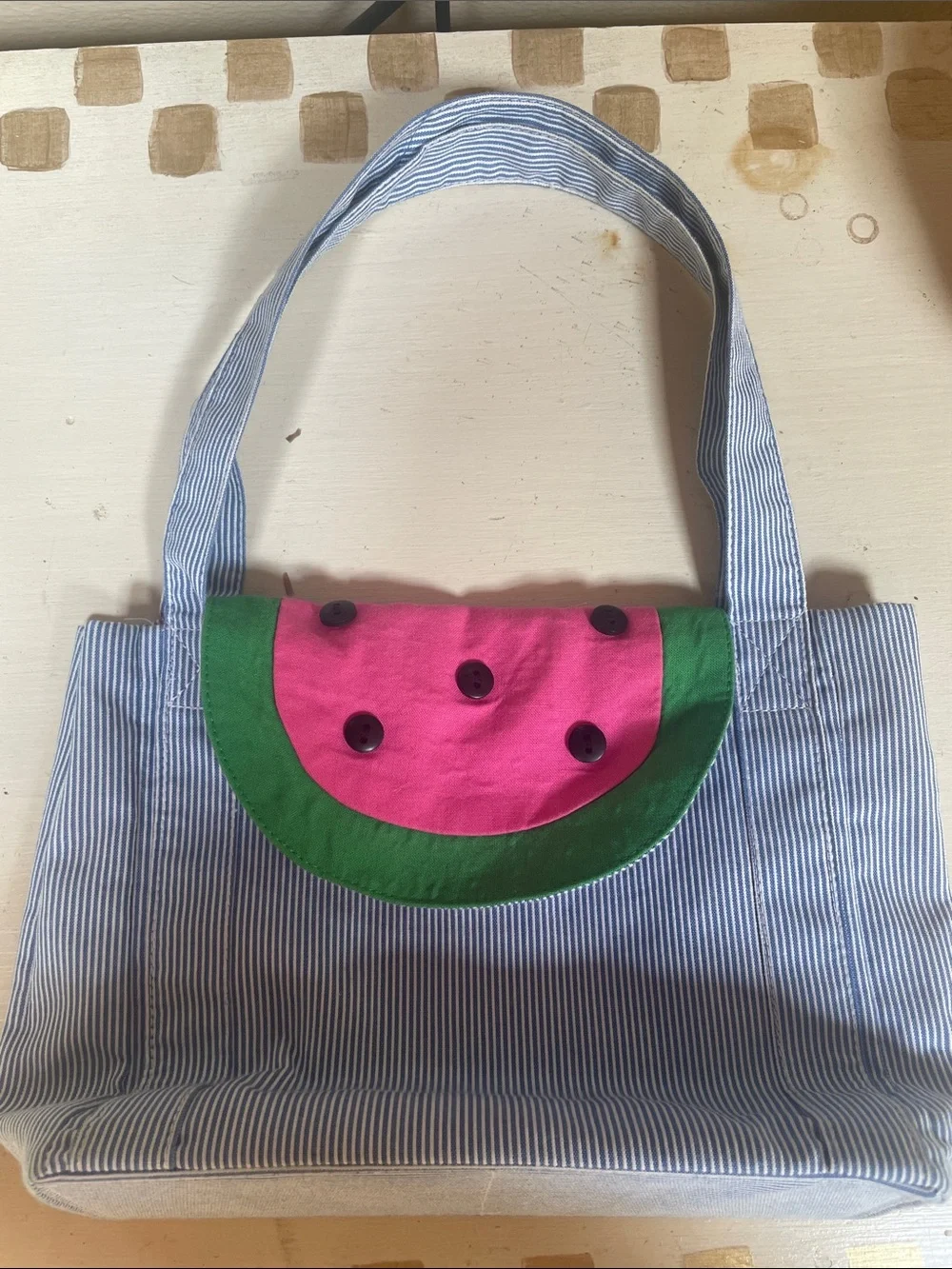 Florence Eiseman Striped Bag with Watermelon Flap